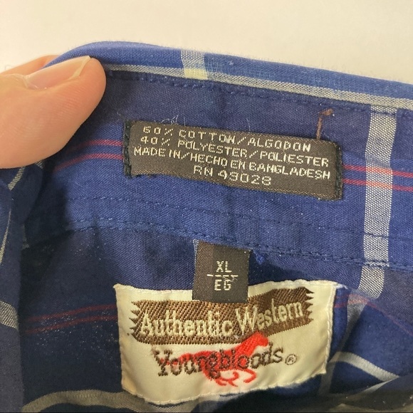 VINTAGE Youngbloods Authentic Western Plaid Pearl-Snap XL - Picture 9 of 13